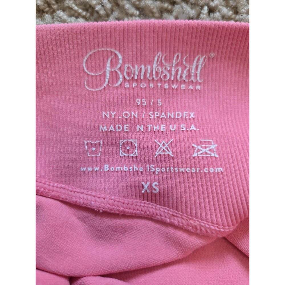 Bombshell Sportswear Tiny Waist Shorts |XS| Bubblegum Pink Scrunch Butt V-Back - Picture 8 of 11